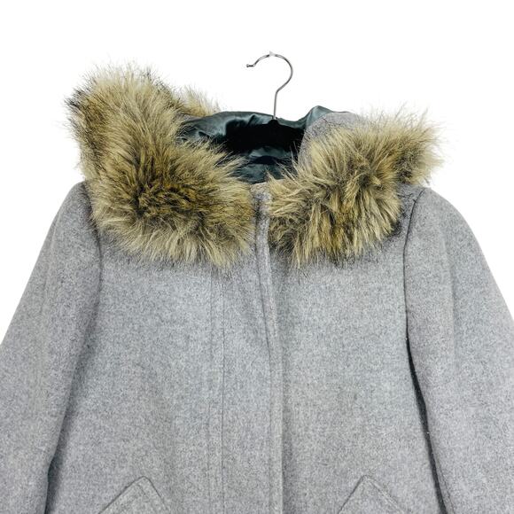 J. Crew Vail Faux Fur Trim Hooded Parka Coat Wool Blend Style Jacket - Picture 3 of 7